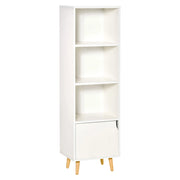 EasyComfort Scaffale Libreria con 3 Ripiani e 1 Armadietto in Legno, 40x30x129.5cm - Bianco
