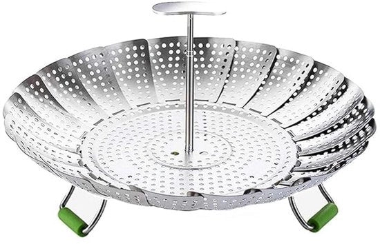 Stomazzo Riscaldante - Stomazzo per Verdure - Stomazzo Strettabile - Regolatore di Temperatura - Stomazzo Adattabile - Ø 22cm - In Argento