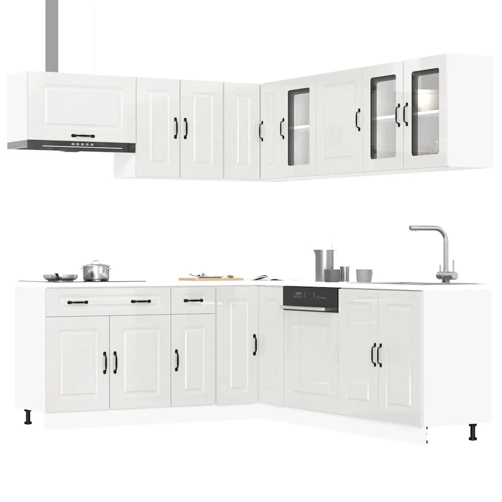 Set Mobili da Cucina 11 pz Kalmar Bianchi Lucido in Truciolato 3314913