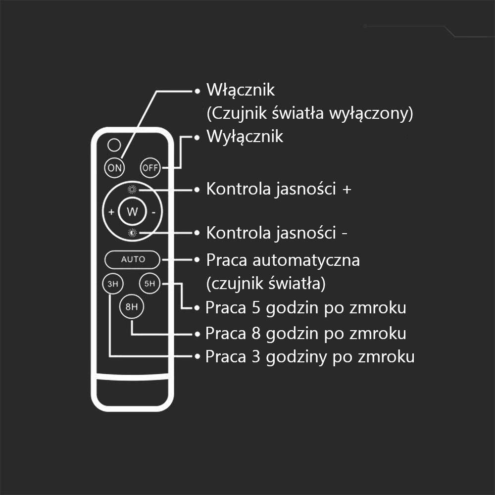 V-TAC faro LED solare 6W 4000K 400lm IP65 nero con telecomando
