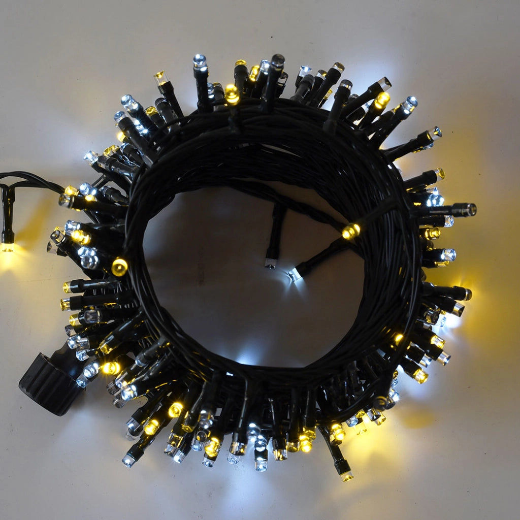 CATENA LUMINOSA LED 480 LUCI INTERMITTENTI CALDE E BIANCHE - CAVO VERDE CON TIMER, ESPANDIBILE FINO A 3 UNITA'