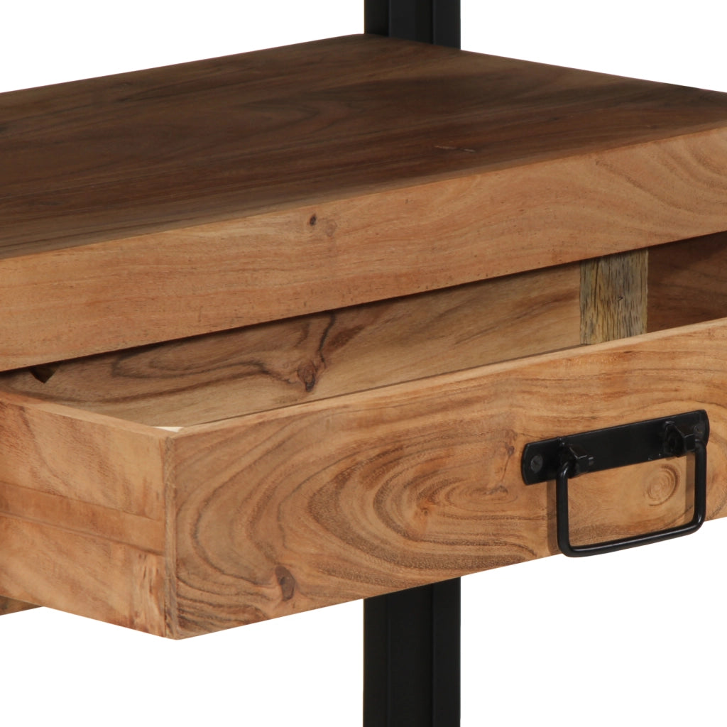 Tavolini  Neri 120x33x75 cm in Legno Massello di Acacia e Metallo