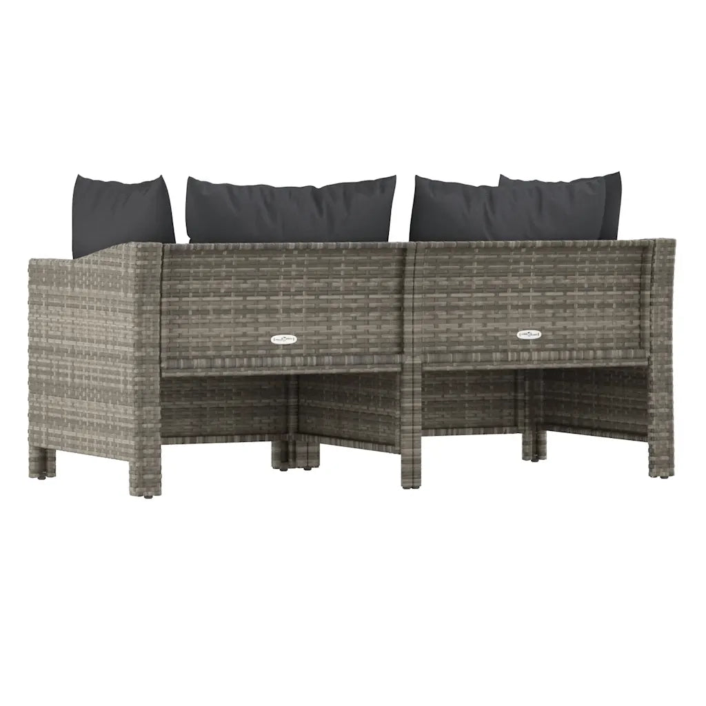 Set da giardino 2 pz | Set Salotto da Giardino con cuscini grigio in polyrattan