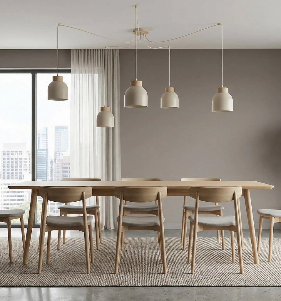 Lampada sospesa KRU beige scandinava spider 5xE27 Emibig