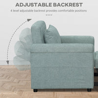 Poltrona Letto Singolo Schienale Regolabile 96x84,5x87,5 cm in Tessuto effetto Lino Verde