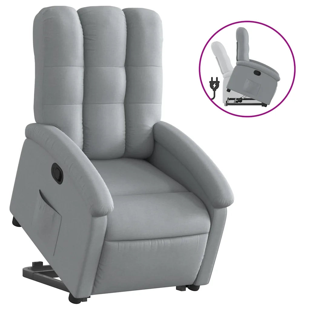 Poltrona | Sedia Relax Alzapersona Reclinabile Grigio Chiaro in Tessuto