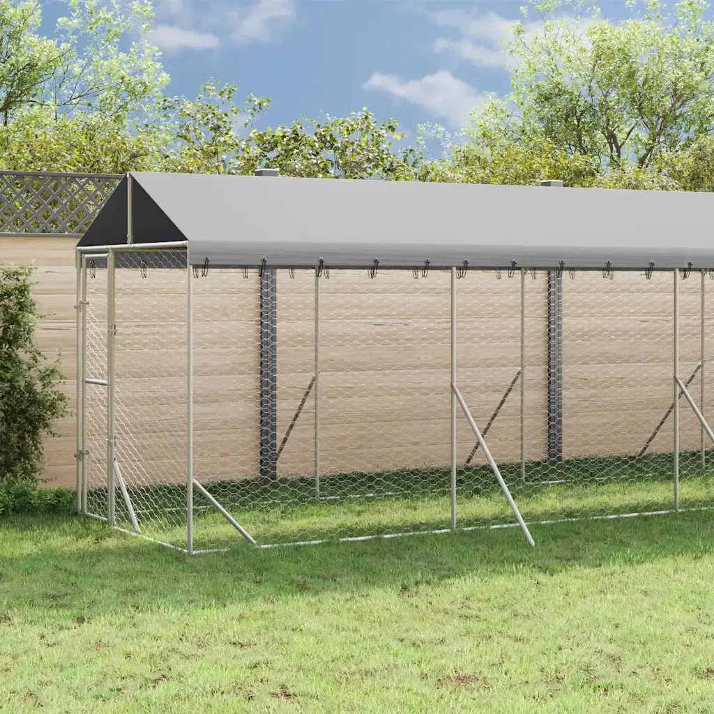Cuccia Cani da Esterno Tetto Argento 2x14x2,5 m Acciaio Zincato 3190493