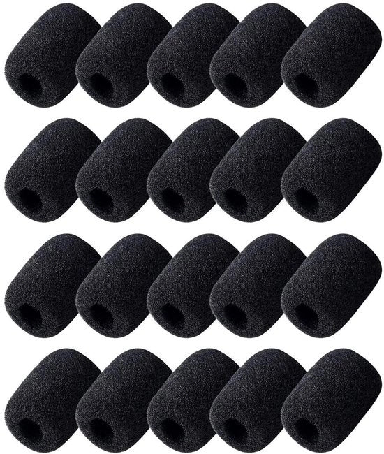Cuffie con microfono - 20 pezzi - Copricapo in schiuma - Per aule scolastiche - Sale riunioni - Attività all'aperto - Nero - Paraschermo microfono