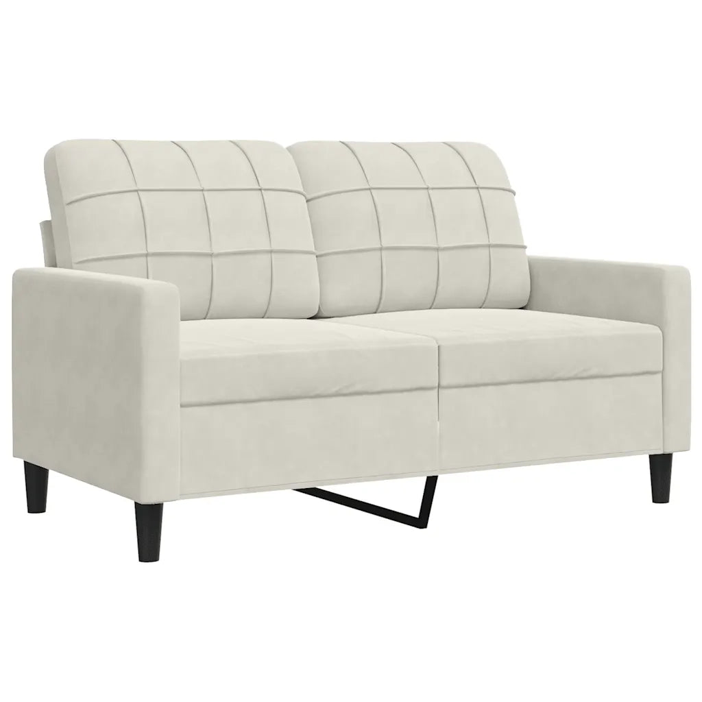 Set di Divani 4 pz con Cuscini e Rinforzi Crema in Velluto