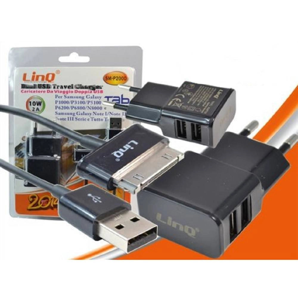 Trade Shop - Caricabatteria Casa 2 Usb 2.1a Sm-p2000 Per Samsung Galaxy Tab P1000 P3100 P5100 -