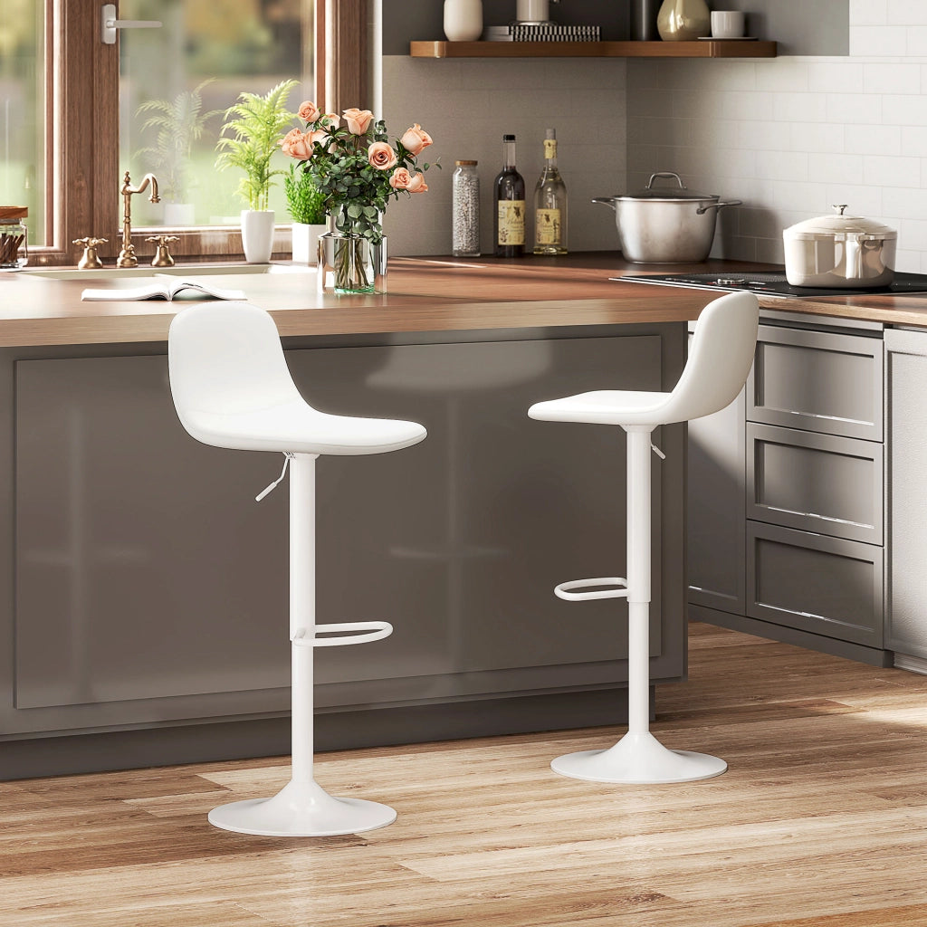 Sgabelli da Bar Regolabili 360¡ã con Schienale e Poggiapiedi ¨C Minimal ¨C Bianco 40.5x44x84-104 cm