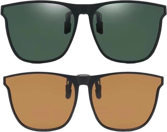 Set di Occhiali da Sole da Clip - Occhialiera Portatile - Lente Verde - Adatto a Uomini e Donne - Adatto per Occhiali da Sole Polarizzanti - Ideale per Portatori di Occhiali