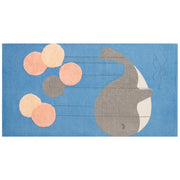 Tappeto blu con stampa di balene 80 x 150 cm, a pelo corto, per la sala giochi dei bambini
