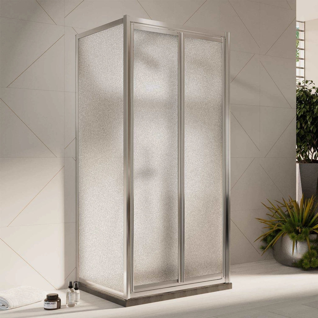 Box Doccia 3 lati 75x75x75CM H198 Cristallo Stampato C 2 Fissi+Saloon 2 Ante Battente 75 mod. West