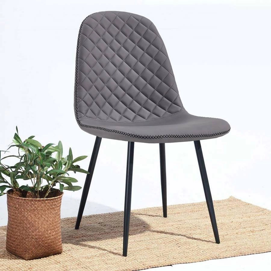 Set 4 Sedie 43x42x86 cm in Similpelle Trapuntata Bella Grigia