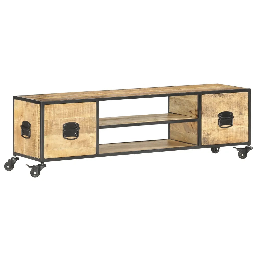 Mobile Porta TV-Credenza per TV 130x30x39 cm in Legno Massello di Mango