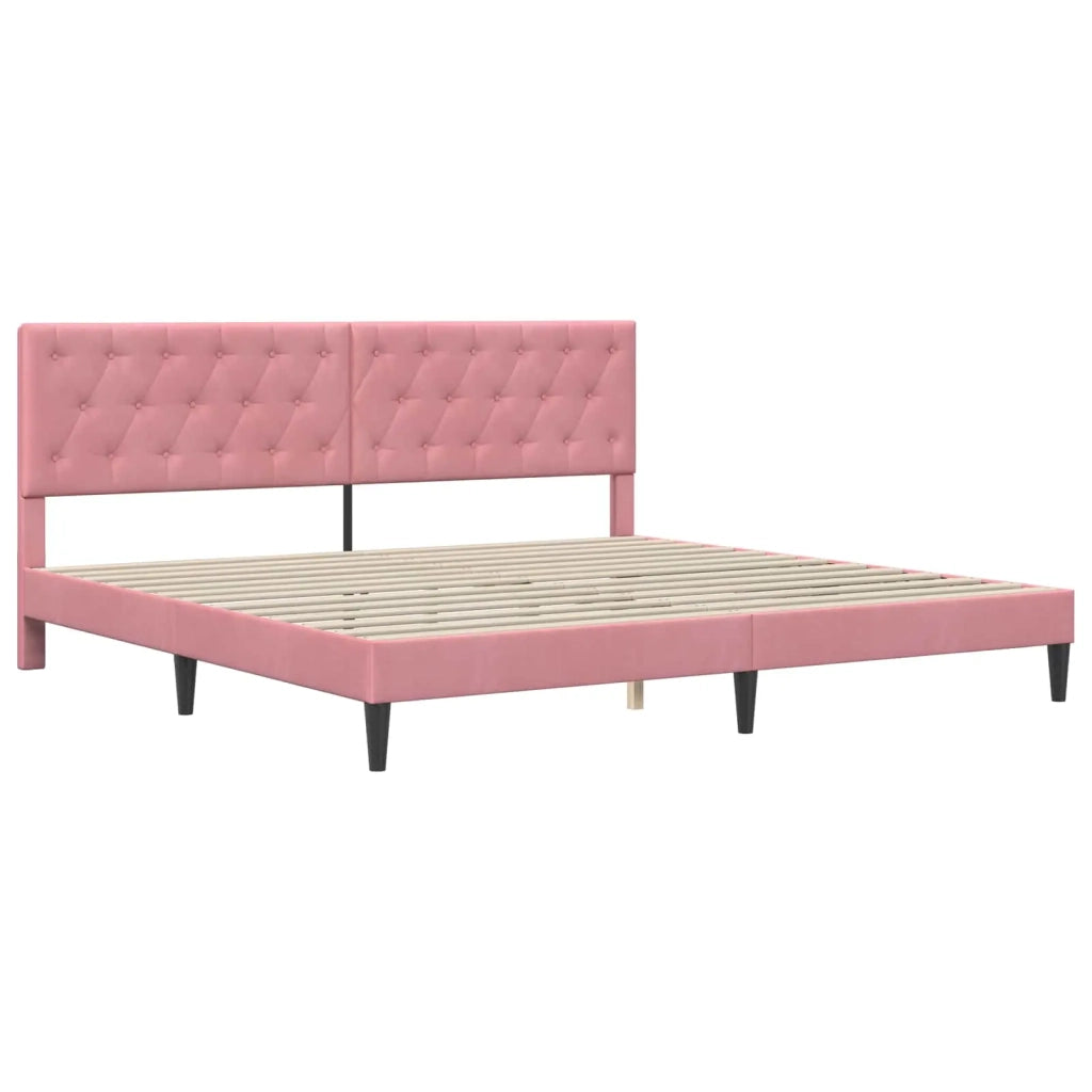 Struttura del letto con testiera Rosa 200 x 200 cm Velluto
