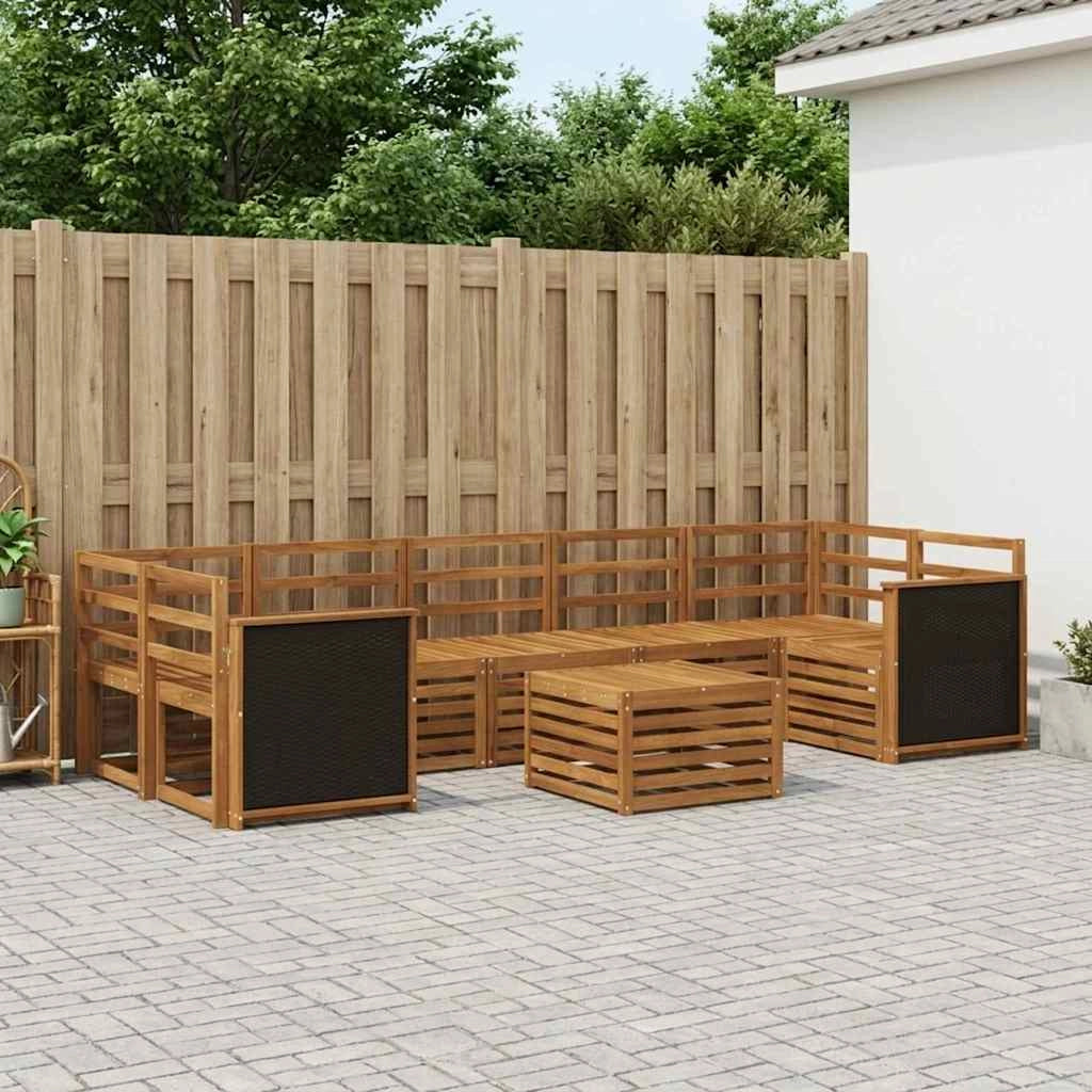 Set di divani da esterno 8 pz Naturale Legno di Acacia Massello 3384130
