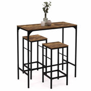 IDMarket - Tavolo da bar e 2 sgabelli DAYTON, alti 95 cm, con effetto anticato, design industriale