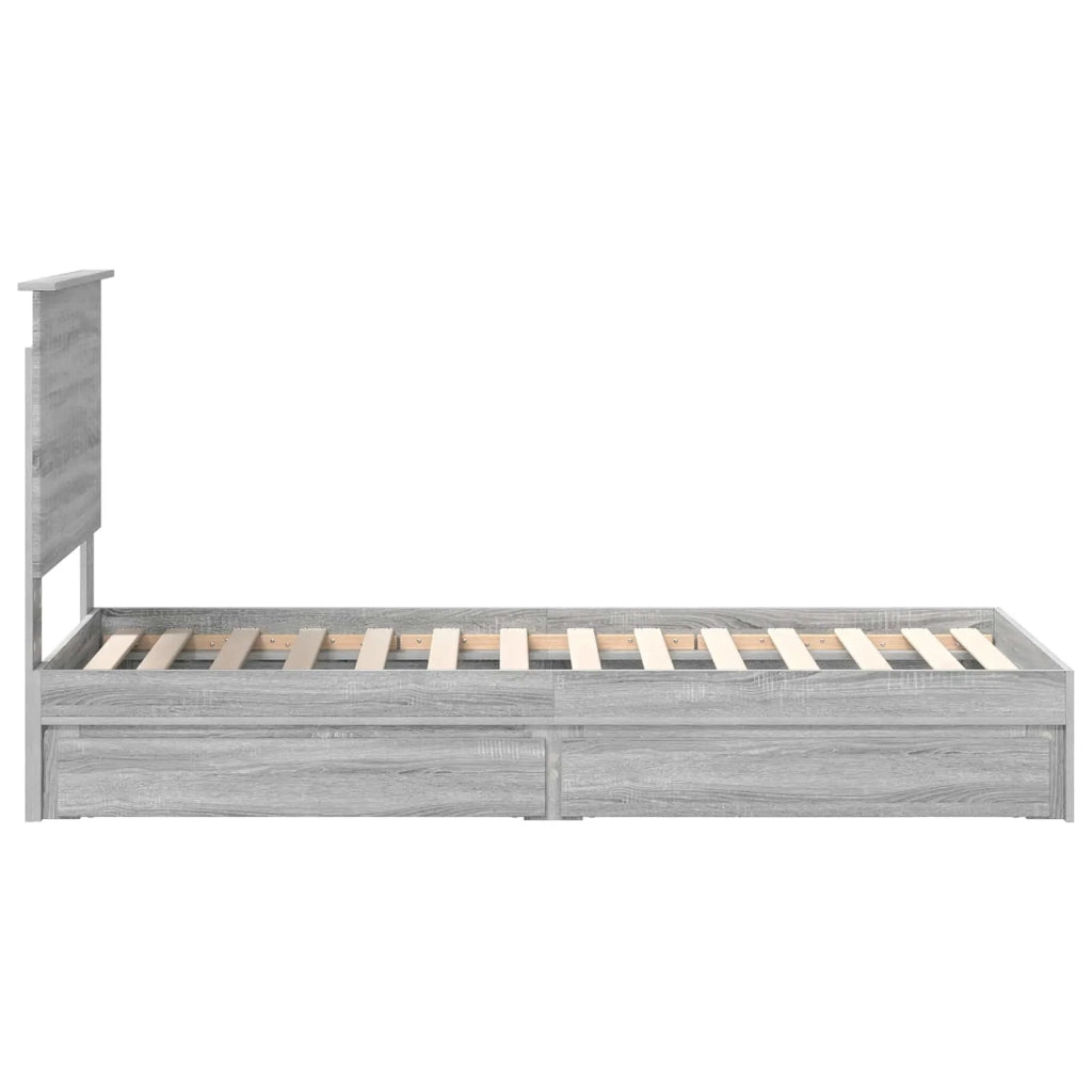 Letto con Contenitore con testiera Grigio Sonoma 75 x 190 cm