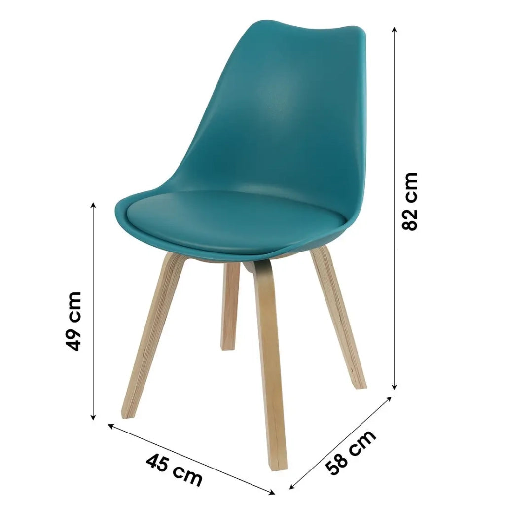 Set di 4 sedie design blu petrolio con cuscino collezione MIA