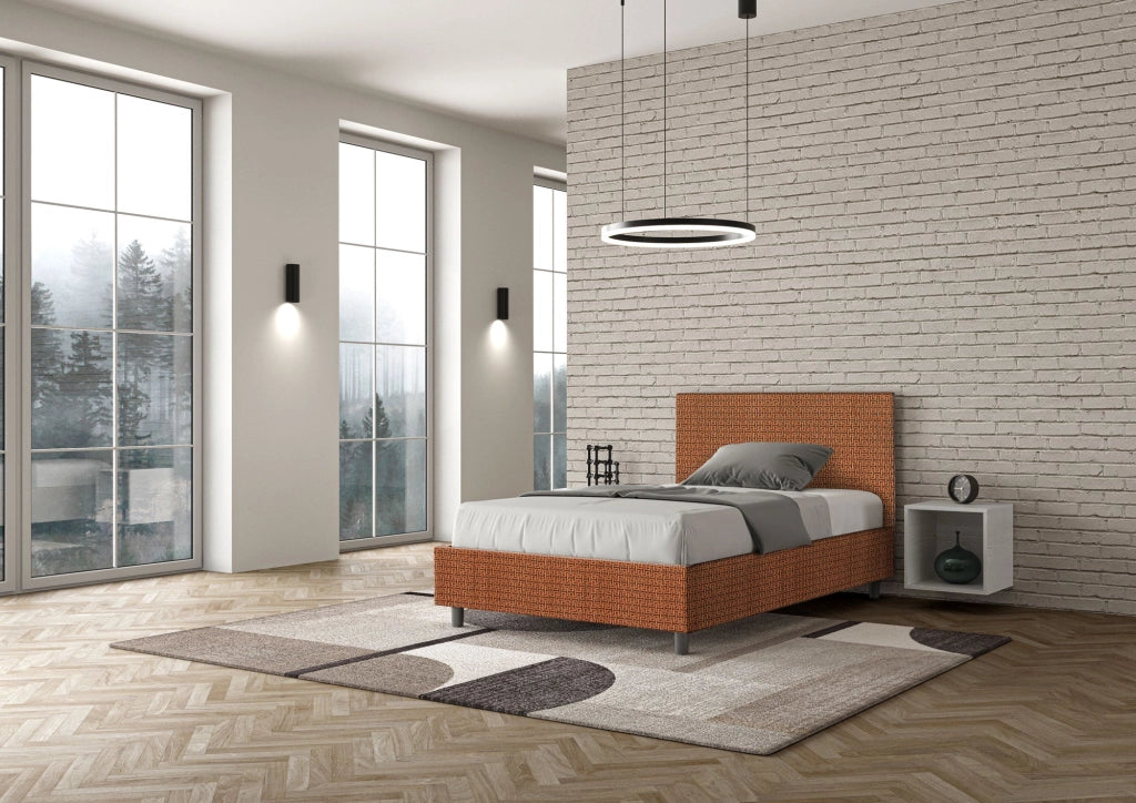 Letto 1 Piazza e Mezzo 120x210 cm con Rete Adele Labirinto 04 Arancione