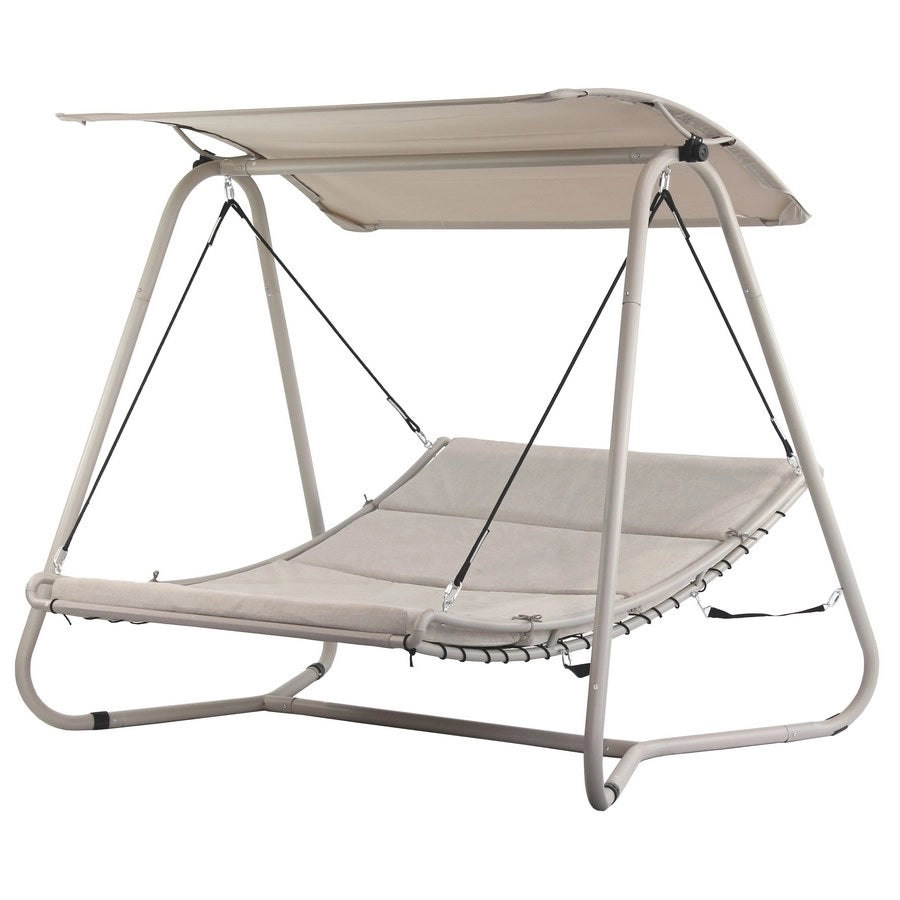 Dondolo Letto da Giardino imbottito 207x142xH172 cm con Tettuccio Regan talpa