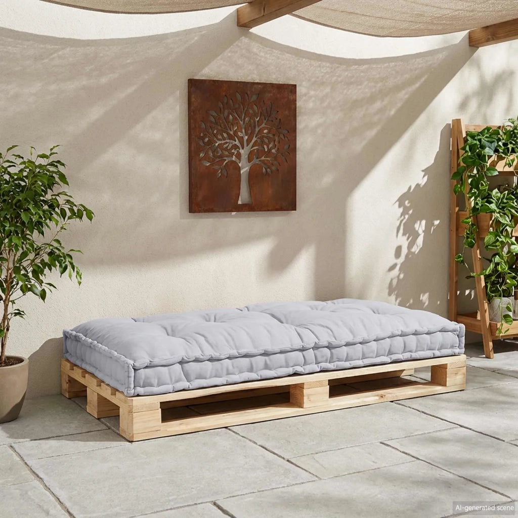 Cuscino per Divano Pallet Grigio 120 x 80 x 12 cm Tessuto 4019100