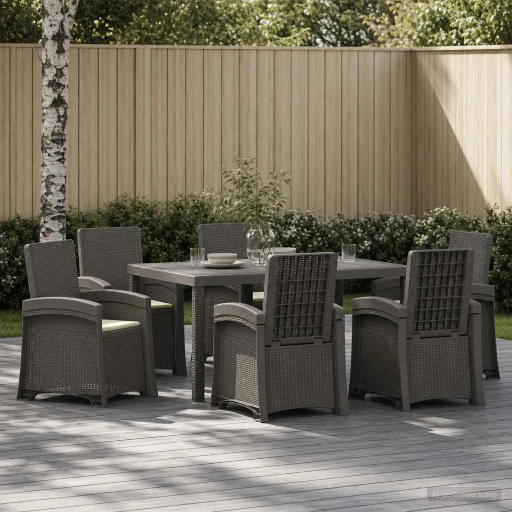 Set da Pranzo per Giardino 7 pz Grigio chiaro e panna PP 3430147