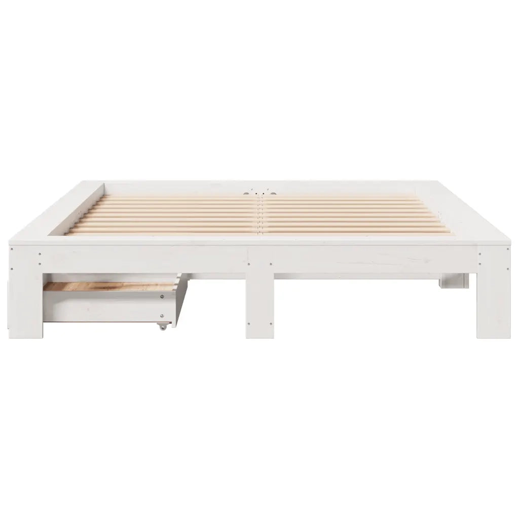 Letto senza Materasso Bianco 160x200 cm Legno Massello di Pino