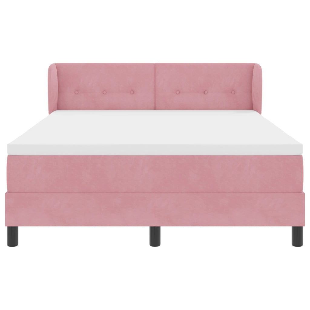 Letto Box Spring con Materasso Rosa 160x200 cm Velluto