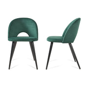 Set Karijoki di 2 Sedie Imbottite da Sala Pranzo Effetto Velluto - Verde Scuro / Nero [en.casa]