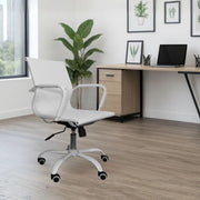 Poltrona da ufficio Nuvia con schienale ergonomico e ruote colore bianco H91