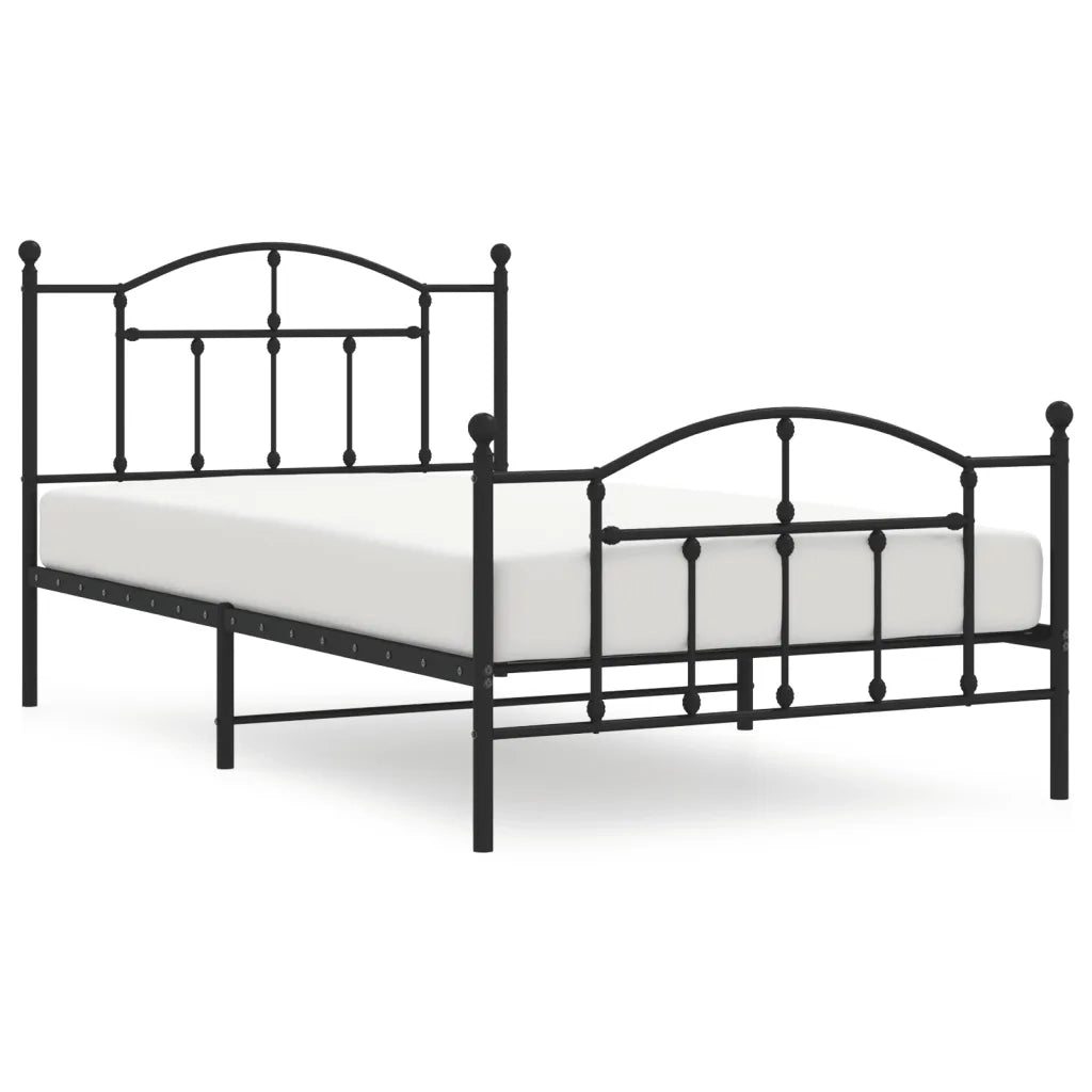 Giroletto con Testiera e Pediera-Struttura Letto Metallo Nero 107x203 cm 993475