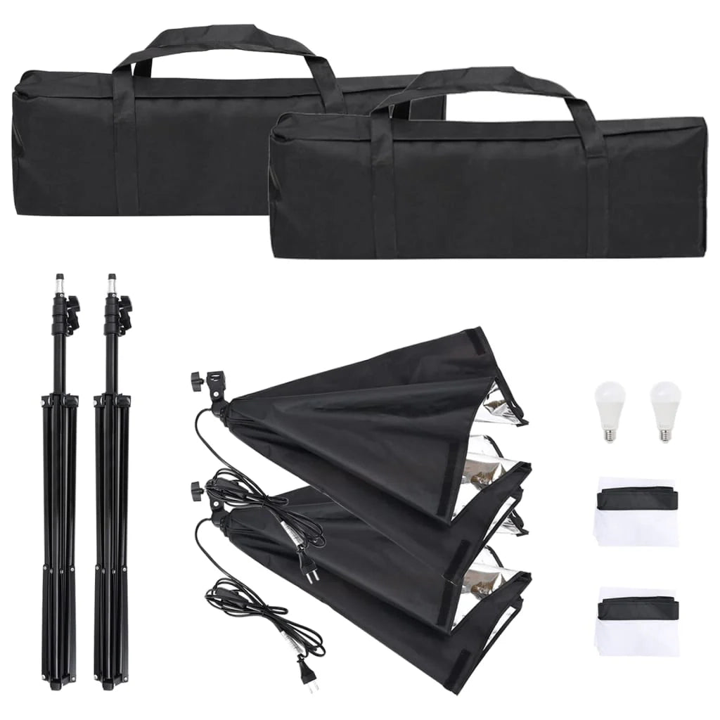 Kit per studio fotografico con illuminazione e fondale nero 02_0042426