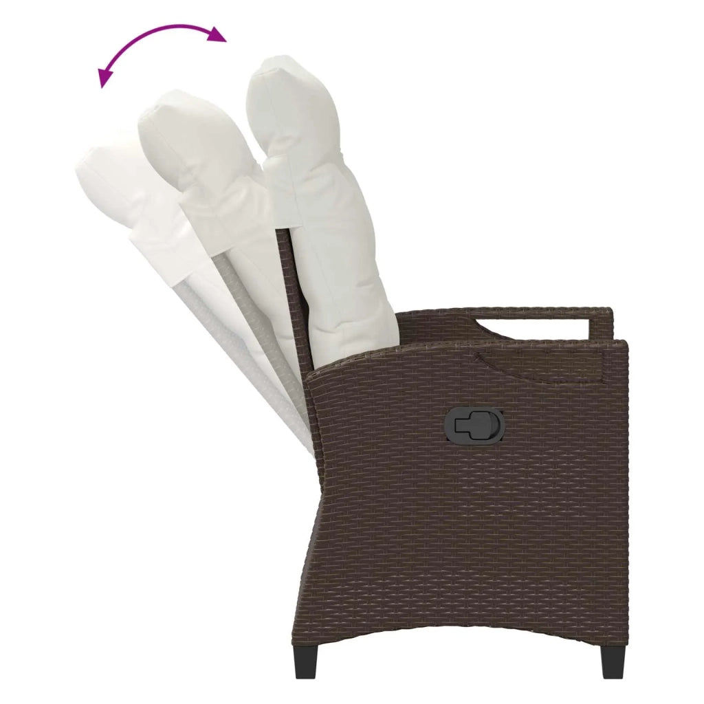 Sedia da giardino reclinabile Marrone e Crema 56 x 60 x 112 cm 42026841