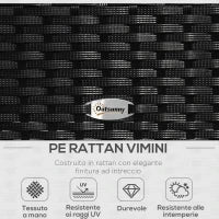 Set da Giardino 4 Pezzi in Rattan PE con Tavolino da Giardino, 2 Poltroncine e Divano 2 posti, Nero e Crema