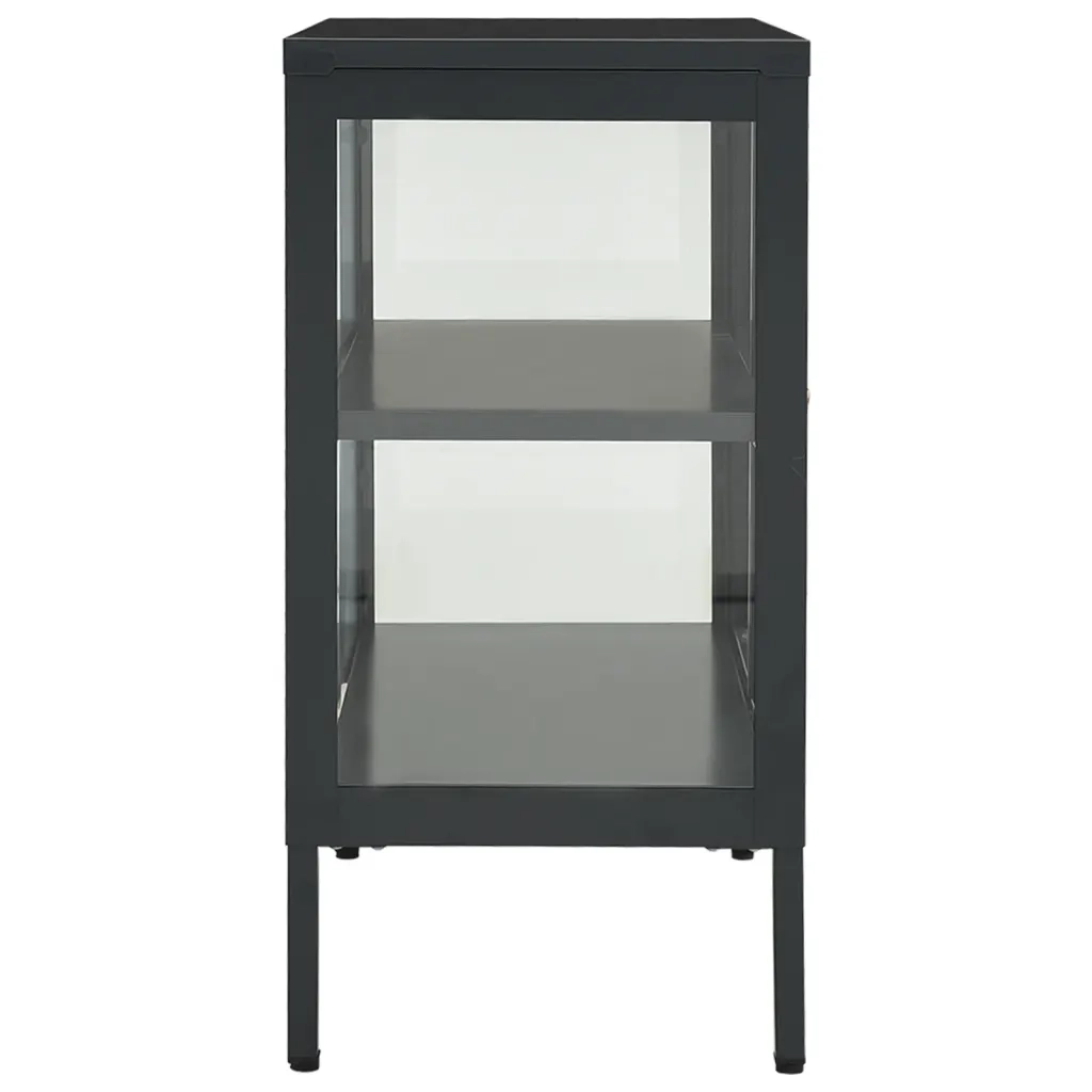 Credenza Antracite 70x35x70 cm in Acciaio e Vetro 336066