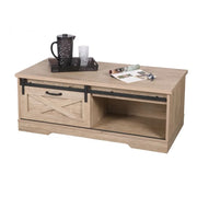 Tavolino stile rustico collezione WAYNE - 1 porta scorrevole e uno scomparto, dimensioni 117x59x45 cm