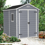 Casetta da giardino Cranbrook, Capanno da esterno, Rimessa da giardino, Ripostiglio per attrezzi, 186x237 h227 cm, Grigio