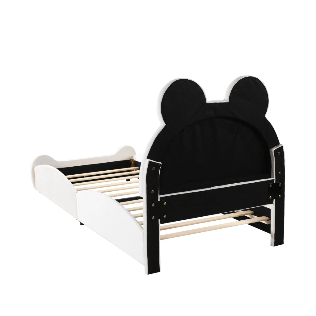 Letto imbottito per bambini a forma di orso 90x200 cm; bianco
