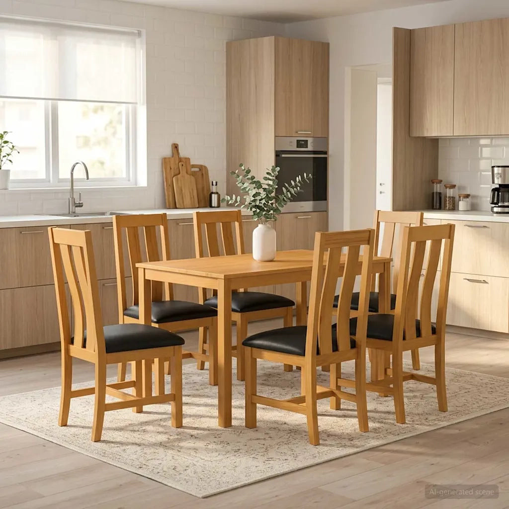Set da pranzo 7 pz Nero Legno di Quercia Massello 3430261