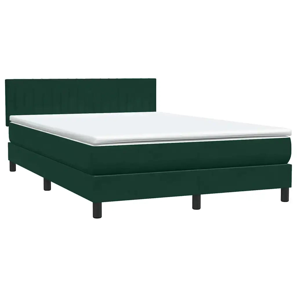 vidaXL Giroletto a Molle con Materasso Verde Scuro 160x220 cm Velluto