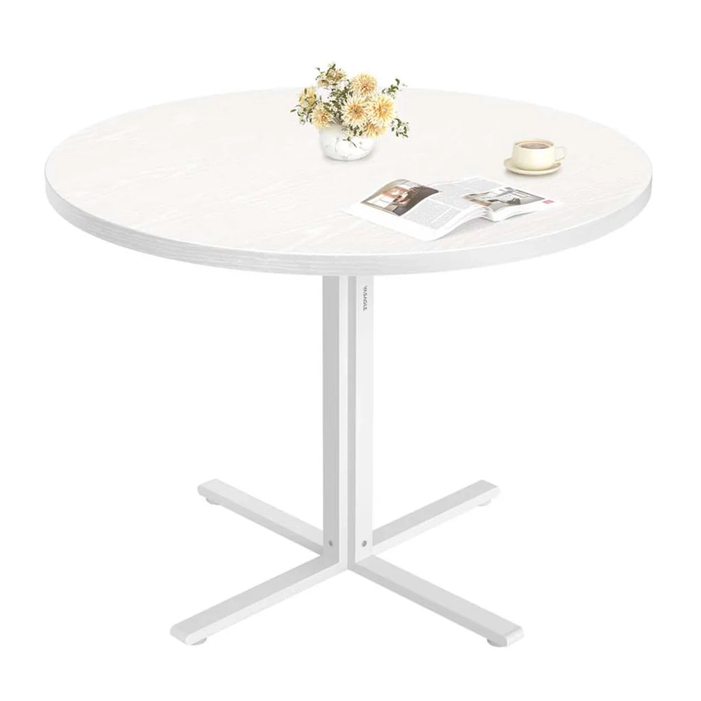 Tavolo da cucina rotondo per 4 persone stile country superficie resistente all'acqua diametro 80 cm altezza 748 cm per soggiorno bianco neve 12_0007680
