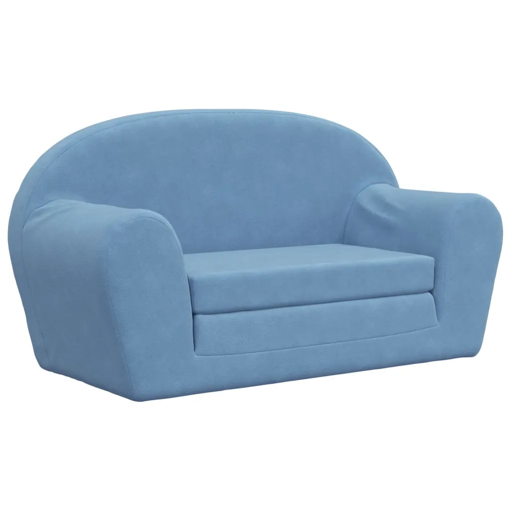 Divano Letto per Bambini a 2 Posti-Sofa Letto-Daybed-Divanetto Blu in Morbido Peluche 174665