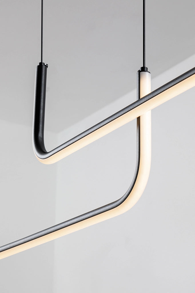 Lampada a Sospensione LED Orizzontale DUO 15W 3000K IP20 - Struttura in Alluminio Nero dal Design Elegante e Moderno - Rossini Group