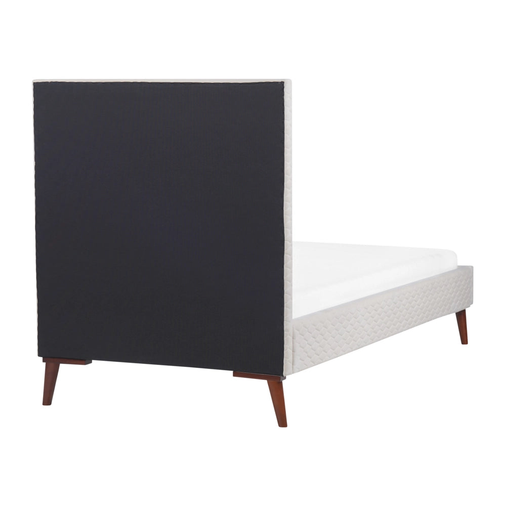 Letto imbottito in velluto bianco sporco 90 x 200 con struttura imbottita a nido d'ape trapuntato stile classico