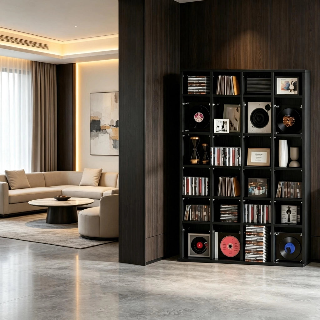 Ampio ripiano per dispositivi multimediali, mobiletto funzionale per CD e DVD, mobiletto per dispositivi multimediali