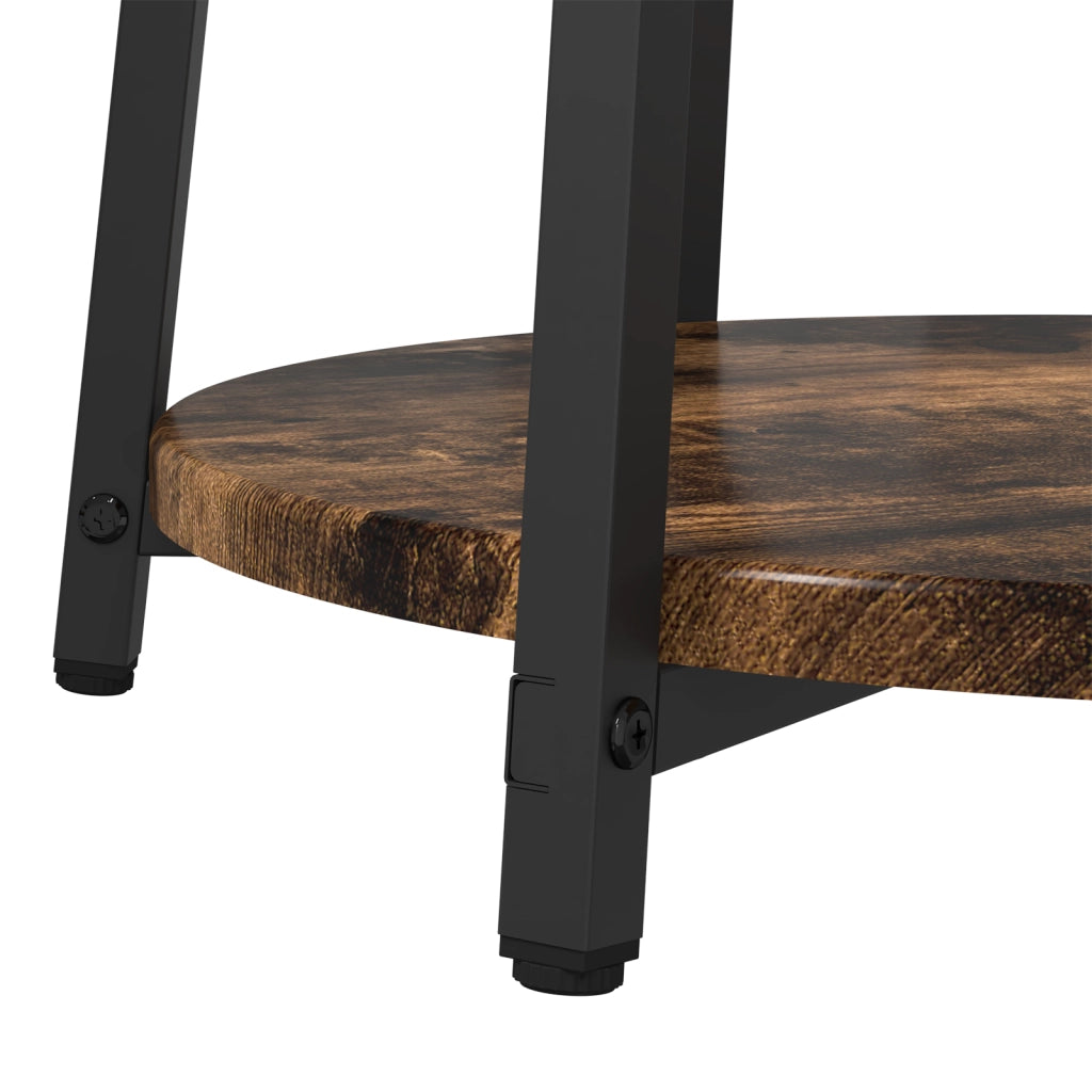 Set di 2 tavolini in legno ingegnerizzato in rovere fumÃ© e metallo