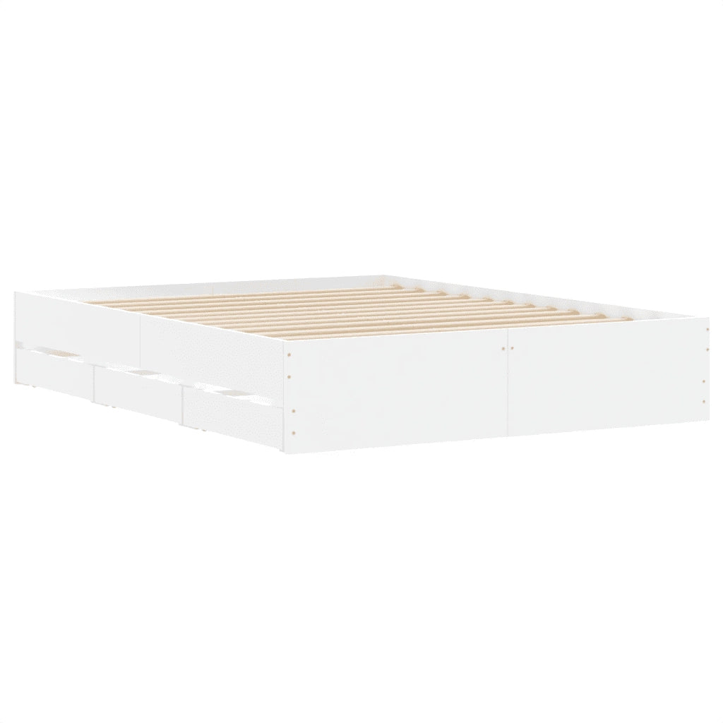 Giroletto con Cassetti Bianco 150x200 cm in Legno Multistrato 3207266